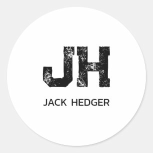 MINIMALISTISCHE ZWARTE TWEELITTERIGE MONOGRAM NAAM RONDE STICKER