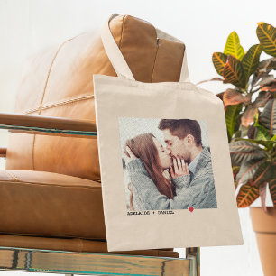 Minimalistische zwarte Typografie met foto van roo Tote Bag