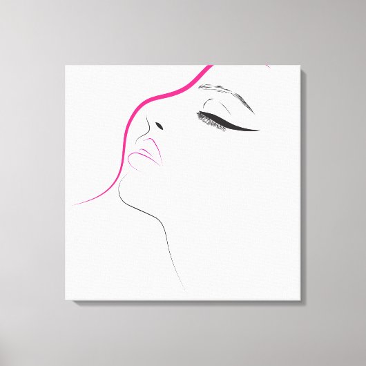 Minimalistische zwarte witte en roze Vrouwen Wimpe Canvas Afdruk (Voorkant)