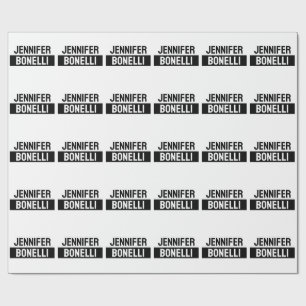 Minimalistische Zwarte & Witte Gewone Elegante Mod Cadeaupapier