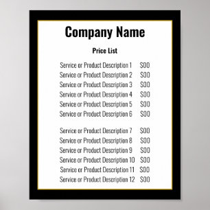 Minimalistische Zwarte Witte Gouden Template Prijs Poster