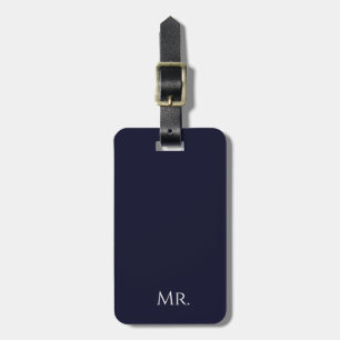 Minimalistische Zwarte & Witte “Mr” Moderne Reis Bagagelabel