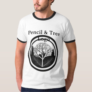 Minimalistische Zwarte & Witte Ronde Potlood & Boo T-shirt