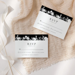 Minimalistische Zwarte   Witte RSVP Bijlagekaart Kaart