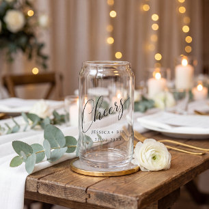 Minimalistische zwarte witte script aangepaste tro blikvorm glas