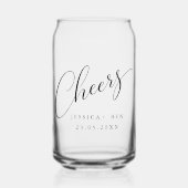Minimalistische zwarte witte script aangepaste tro blikvorm glas (Voorkant)