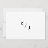 Minimalistische Zwarte Witte Script Bruiloft Vluch Aankondiging (Achterkant)