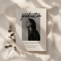 Minimalistische Zwarte & Witte Script Foto Afstude