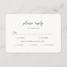 Minimalistische Zwarte Witte Script Trouw RSVP Kaa