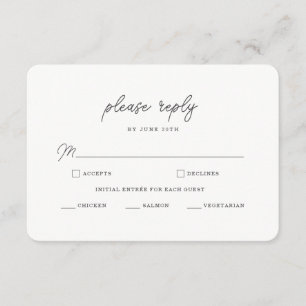 Minimalistische Zwarte Witte Script Trouw RSVP Kaa Informatiekaartje