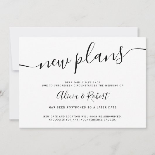 minimalistische zwarte witte script uitgestelde ni kaart (Voorkant)