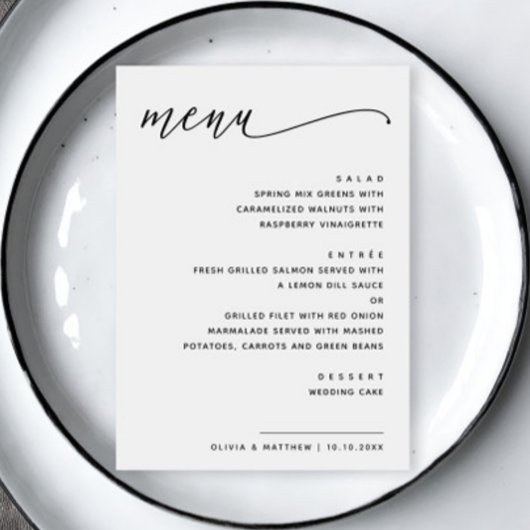 Minimalistische Zwarte & Witte Trouw | Modern Scri Menu