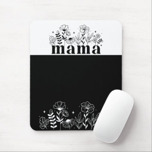 Minimalistische Zwarte & Witte Wilde Bloem Mama Muismat