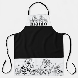 Minimalistische Zwarte & Witte Wilde Bloem Mama Schort