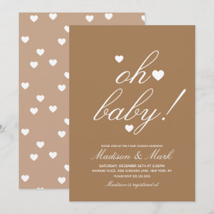 Minimalistische Zwevende Harten Baby Shower Aards  Kaart