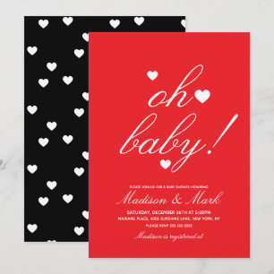 Minimalistische Zwevende Harten Baby Shower Rood Z Kaart