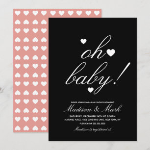 Minimalistische Zwevende Harten Wit Zwart Baby Sho Kaart