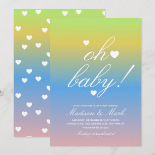 Minimalistische Zwevende Hartjes Baby Shower Gradi Kaart