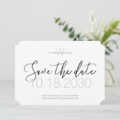 Minimens modern Monogram sparen de Datum Save The Date (Staand voorkant)