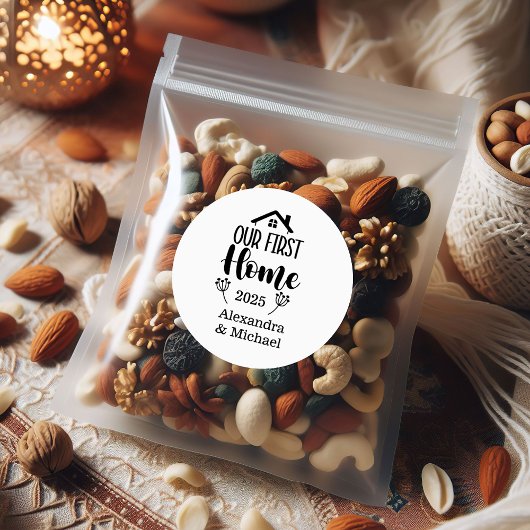 Minimialist Christmas Our First Home Ronde Sticker