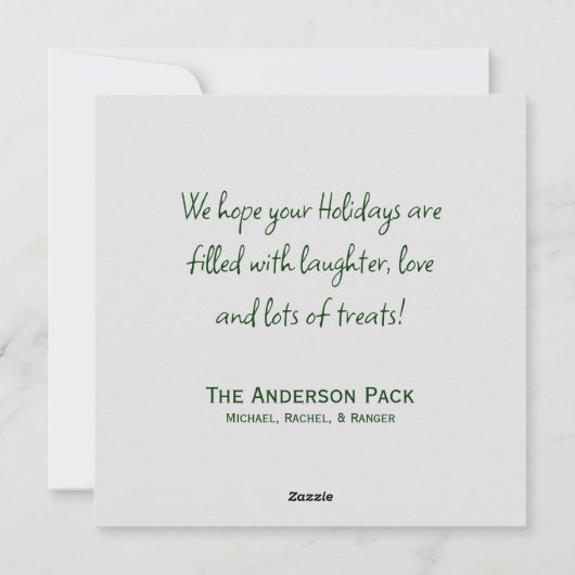 Minimimalistische Groene Huisdier Foto Kerstmis Ka Feestdagenkaart (Achterkant)