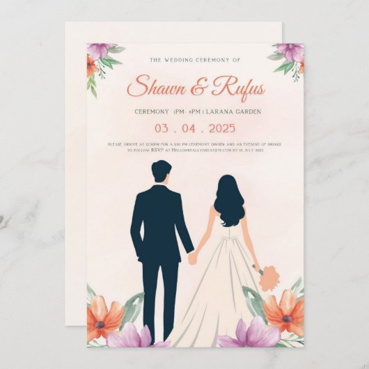 Minimiser la faire-part de mariage (Devant / Derrière)