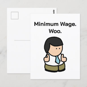 Minimumloon Woo Funny Office Worker Cartoon Art Briefkaart