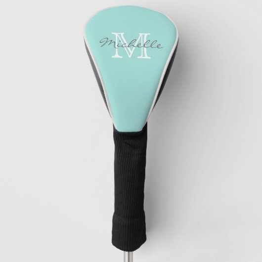 Minimumnaam legant en Monogram Aqua Golfheadcover (Voorkant)