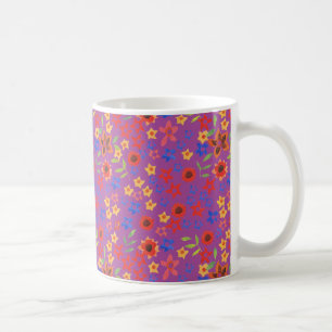 Miniprint florale rétro sur la Mug de café magenta