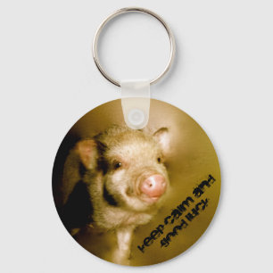 Minischwein "Keep calm and good luck" Sleutelhanger