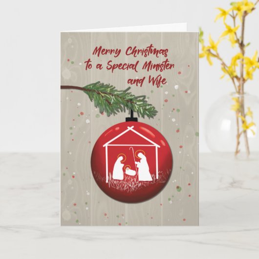 Minister en vrouw kerstversiering met Manger Kaart (Gele Bloem)