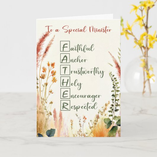 Minister Religious Vaderdag Acrostic Words Kaart