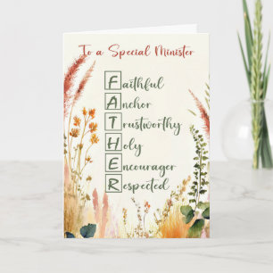Minister Religious Vaderdag Acrostic Words Kaart