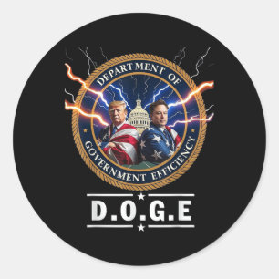 Ministerie van overheidsefficiëntie Doge Trump 47t Ronde Sticker