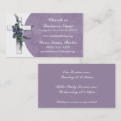 Ministre croisé argenté carte de visite d'église (Devant / Derrière)