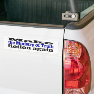 Ministry of Truth Fake News black and blue text Bumpersticker