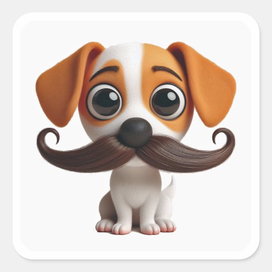 Minjou Mustache Chiot - Sticker (Devant)