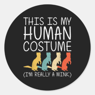 Mink Halloween Human Costume Weasel Otter Easy Ronde Sticker