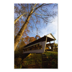 Mink Hollow Covered Bridge, provincie Fairfield, O Foto Afdruk