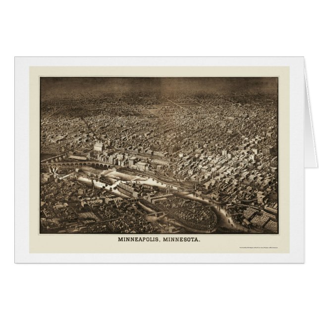 Minneapolis, carte panoramique de manganèse - 1885 (Devant horizontal)
