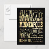 Minneapolis City of Minnesota State Typography Art Briefkaart (Voorkant / Achterkant)