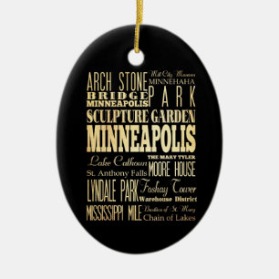 Minneapolis City of Minnesota State Typography Art Keramisch Ornament