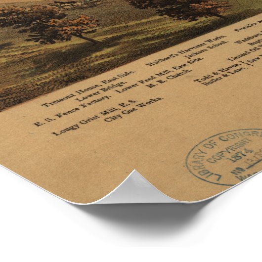 Minneapolis Minnesota 1874 Antiek Panoramische Kaa Poster (Hoek)