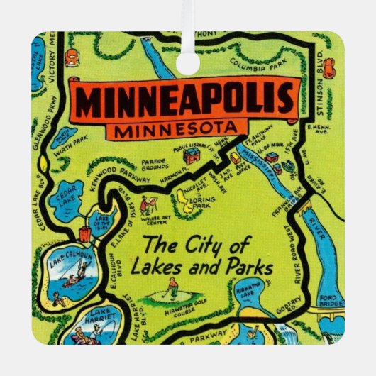 Minneapolis Minnesota Carte Ornement métallique (Recto)