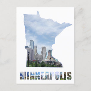 Minneapolis Minnesota City Skyline Travel Briefkaart