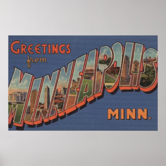 Minneapolis, Minnesota - Grote lettertjes Poster (Voorkant)