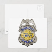 Minneapolis Minnesota Politiebadge Briefkaart (Voorkant / Achterkant)