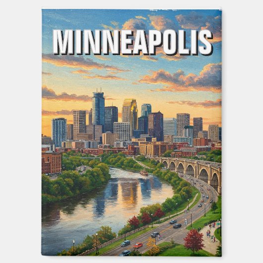 Minneapolis Minnesota Reizen Magneet (Voorkant)