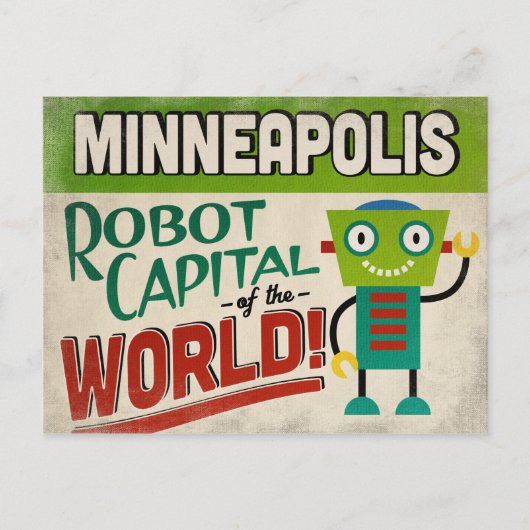 Minneapolis Minnesota Robot - Funny  Briefkaart (Voorkant)