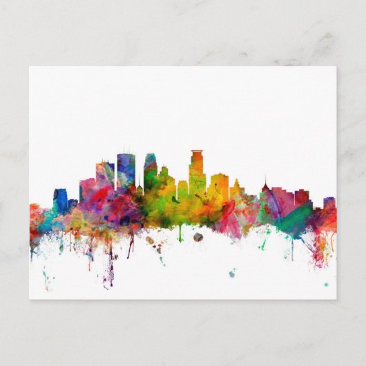 Minneapolis Minnesota Skyline Briefkaart (Voorkant)